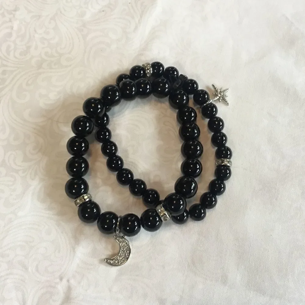 Double Black Bead Bracelet